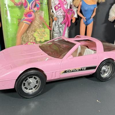 LOT 88D: Vintage Barbie Corvette & Dolls: Ken’s, Totally Hair Barbie & More