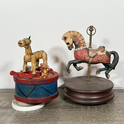 LOT 105D: Vintage Musical Rocking Horse & Carousel Horse