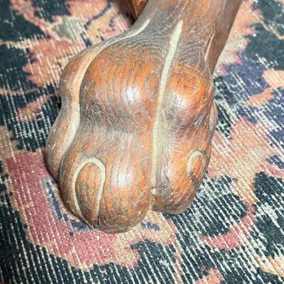 LOT 108D: Six Antique Bent Wood Oak Solid Back Chairs with Clawfoot Dining Table