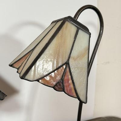 LOT 111L: Pair of Vintage Tiffany Style Glass Gooseneck Lamps
