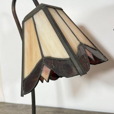 LOT 111L: Pair of Vintage Tiffany Style Glass Gooseneck Lamps