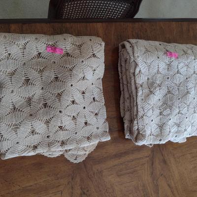Pair of Tatted Table Covers