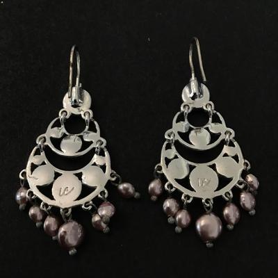 Silver tone fashion dangle earrings
