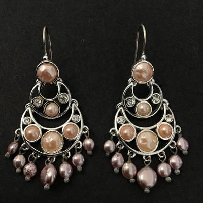 Silver tone fashion dangle earrings