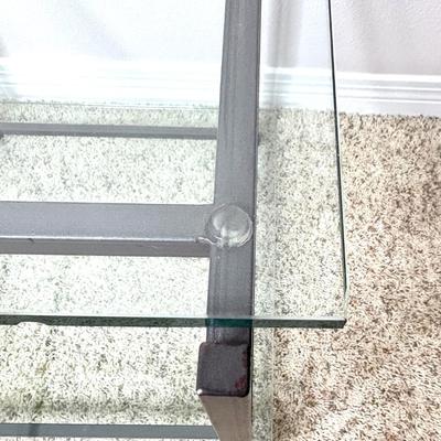 Set of Glass Side Tables with Metal Frames