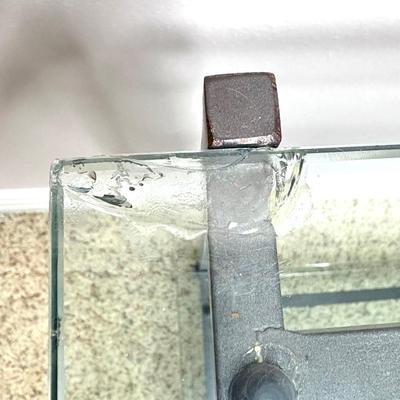 Set of Glass Side Tables with Metal Frames