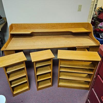 Oak Desk Pieces + Six Oak Shelving Units (BF1-JS)