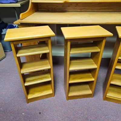 Oak Desk Pieces + Six Oak Shelving Units (BF1-JS)