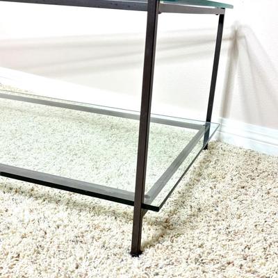 Glass Coffee Table with Metal Frame