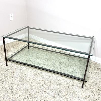 Glass Coffee Table with Metal Frame