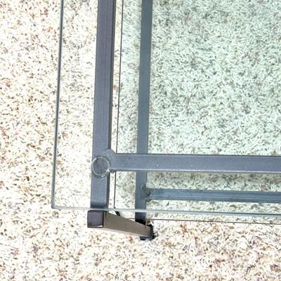 Glass Coffee Table with Metal Frame