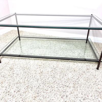 Glass Coffee Table with Metal Frame