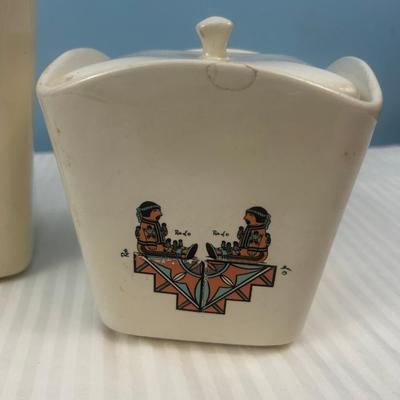Vintage Southwestern Ceramic Cream & Sugar Set – Native American Art - 18