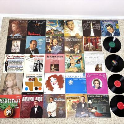 Lot of 30 Records - Barbara Streisand, Bette Midler, Johnny Mathis, Mantovani, Tommy Dorsey, and More