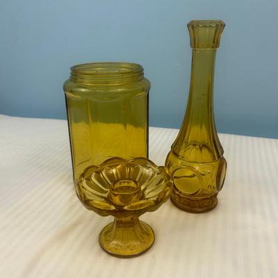 3 pieces - Amber depression era glass - 19