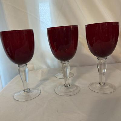 Ruby Red Wine Glasses and Dessert Dishes (SR-BM)