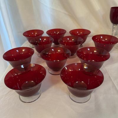 Ruby Red Wine Glasses and Dessert Dishes (SR-BM)