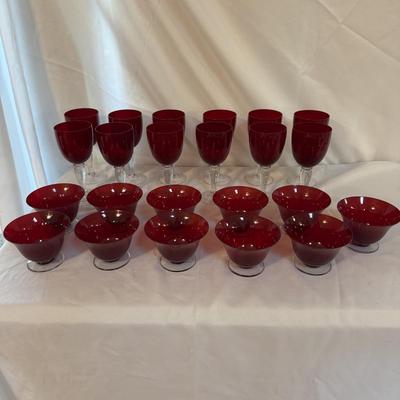 Ruby Red Wine Glasses and Dessert Dishes (SR-BM)