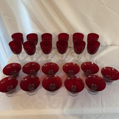 Ruby Red Wine Glasses and Dessert Dishes (SR-BM)