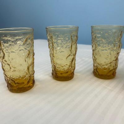 MCM Amber Glass Dimpled Thumbprint shot glasses & amber pitcher - 22
