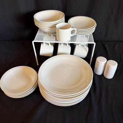 Set of White Dishes and Bowls (K-BM)