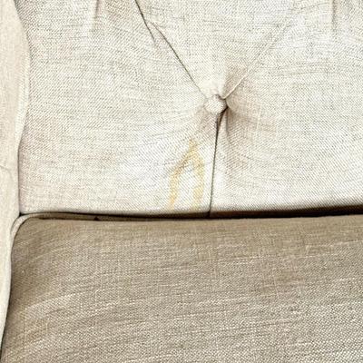 Tufted Cream Colored Sofa with Nail Head Trim