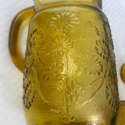 Vintage Anchor Hocking Springsong Honey Gold Amber Daisy Flower - 21
