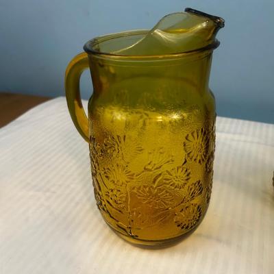 Vintage Anchor Hocking Springsong Honey Gold Amber Daisy Flower - 21