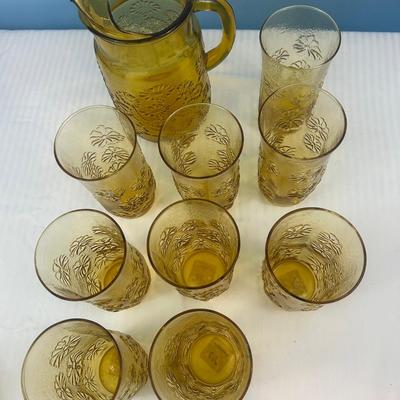 Vintage Anchor Hocking Springsong Honey Gold Amber Daisy Flower - 21
