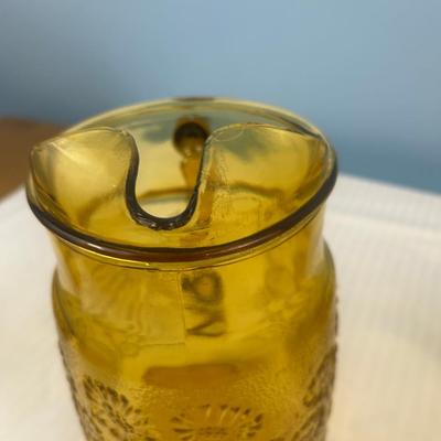 Vintage Anchor Hocking Springsong Honey Gold Amber Daisy Flower - 21