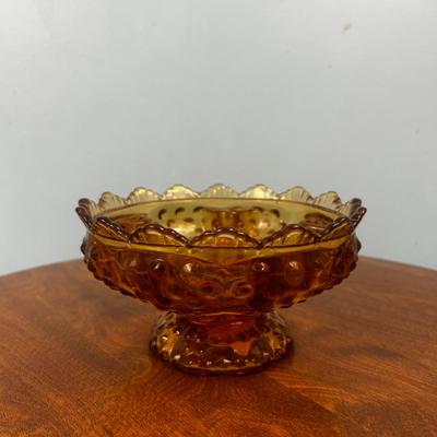 Vintage Fenton Art Glass 6 Candle Holder Centerpiece - Orange Amber, Hobnail, Footed