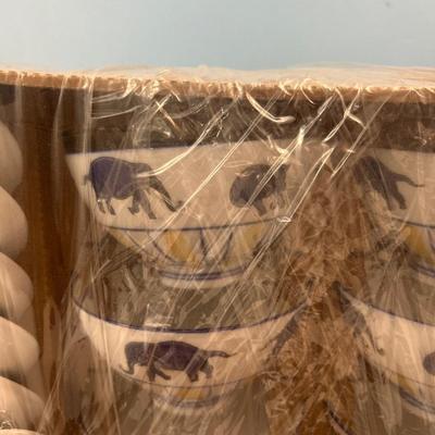 NWT: Blue elephant design - Soup bowl set with spoons set of 6 - 32
