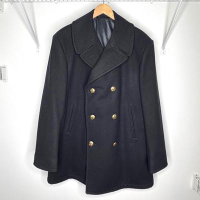Men’s Vintage Black Wool Peacoat - Size Large