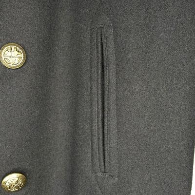 Men’s Vintage Black Wool Peacoat - Size Large