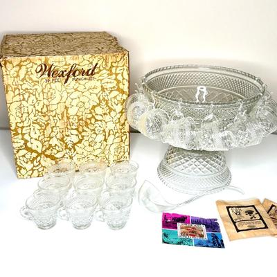 Vintage Wexford Punch Bowl Set with 18 Cups and Ladle