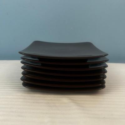 Set of 7: Brown Square plates - 2