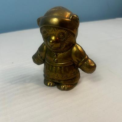 Vintage Heavy Hollow Brass Teddy Bear Room Decor 5" Tall - 7