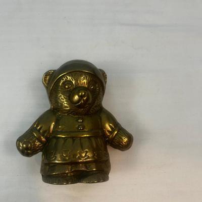 Vintage Heavy Hollow Brass Teddy Bear Room Decor 5" Tall - 7