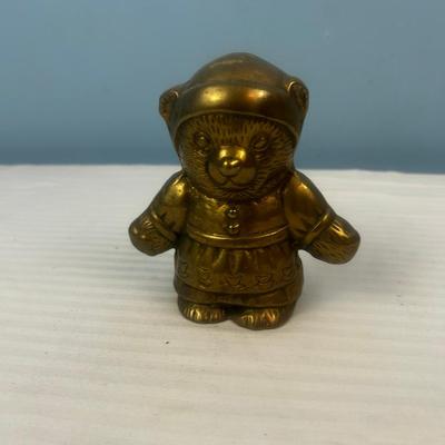 Vintage Heavy Hollow Brass Teddy Bear Room Decor 5" Tall - 7