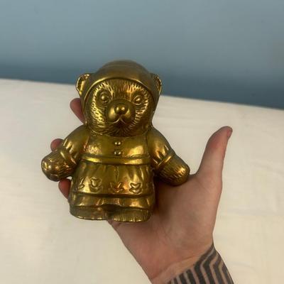 Vintage Heavy Hollow Brass Teddy Bear Room Decor 5" Tall - 7
