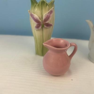 Set of 3 Floral design Vase, pitcher & tea pot - 8