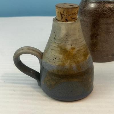 Set of 2: Pottery mug & small pitcher