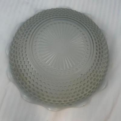 Vintage Clear Glass Hobnail Bowl Candy Dish With Milk Glass Ruffled Edge 9.5"
