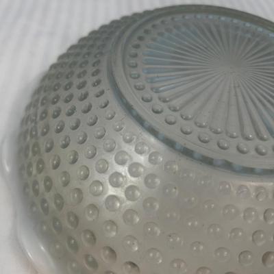 Vintage Clear Glass Hobnail Bowl Candy Dish With Milk Glass Ruffled Edge 9.5"