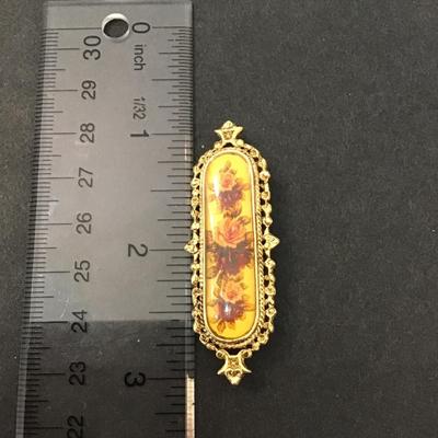 1928 victorian style gold tone floral bar pin