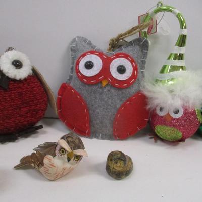 Ceramic & Fabric Owl Christmas Ornament