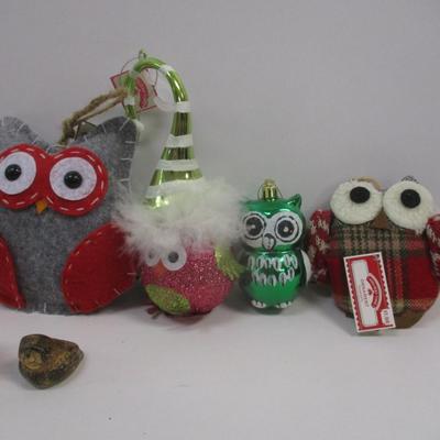 Ceramic & Fabric Owl Christmas Ornament