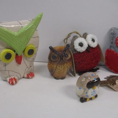 Ceramic & Fabric Owl Christmas Ornament