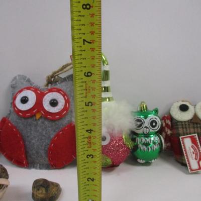 Ceramic & Fabric Owl Christmas Ornament