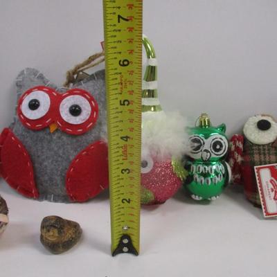 Ceramic & Fabric Owl Christmas Ornament
